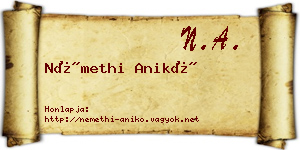 Némethi Anikó névjegykártya